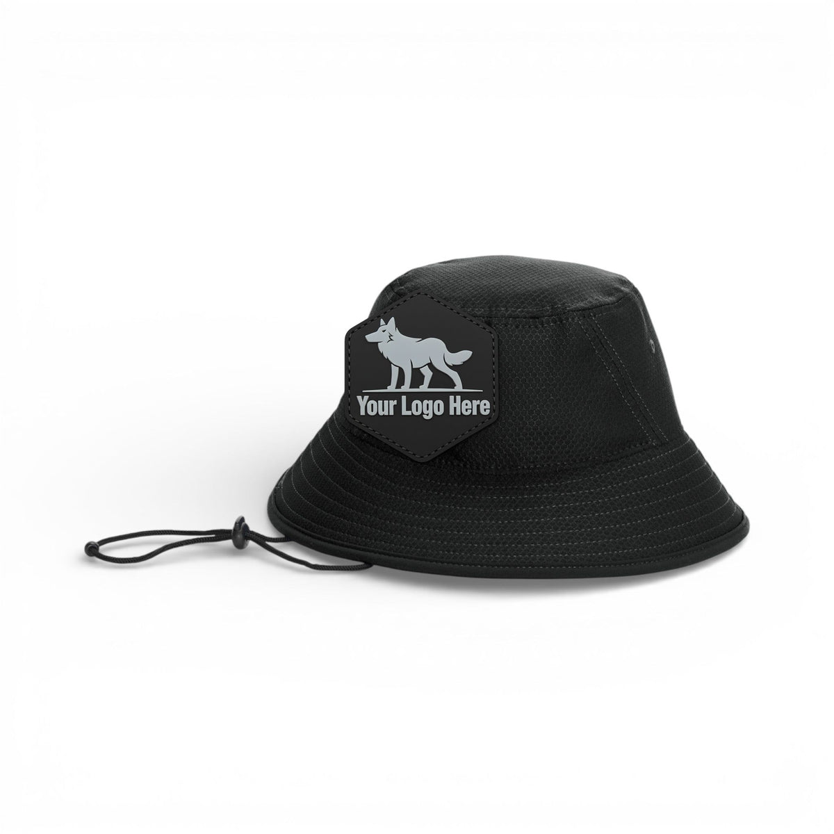 PVC patch preview of New Era NE800 custom hat in black