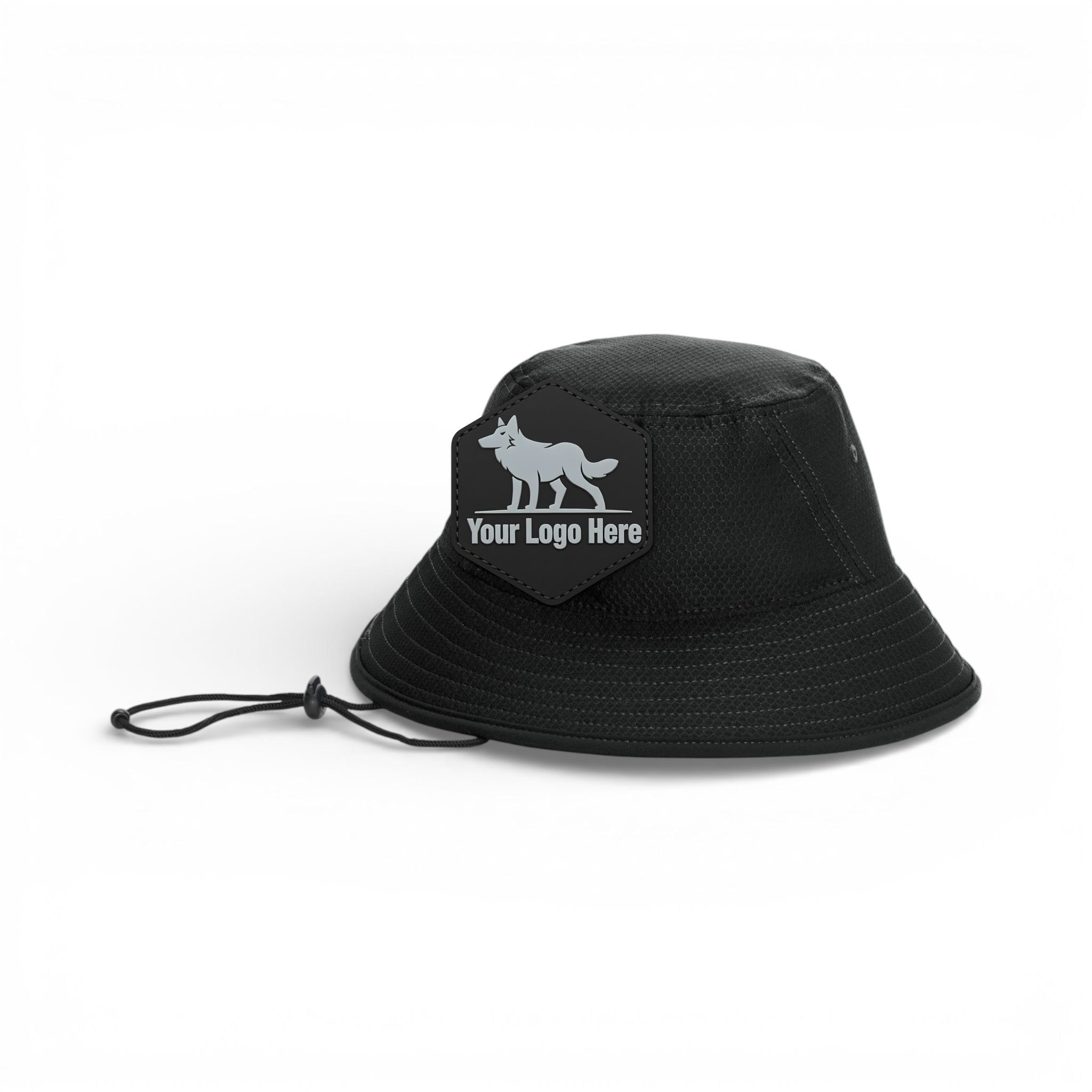 PVC patch preview of New Era NE800 custom hat in black