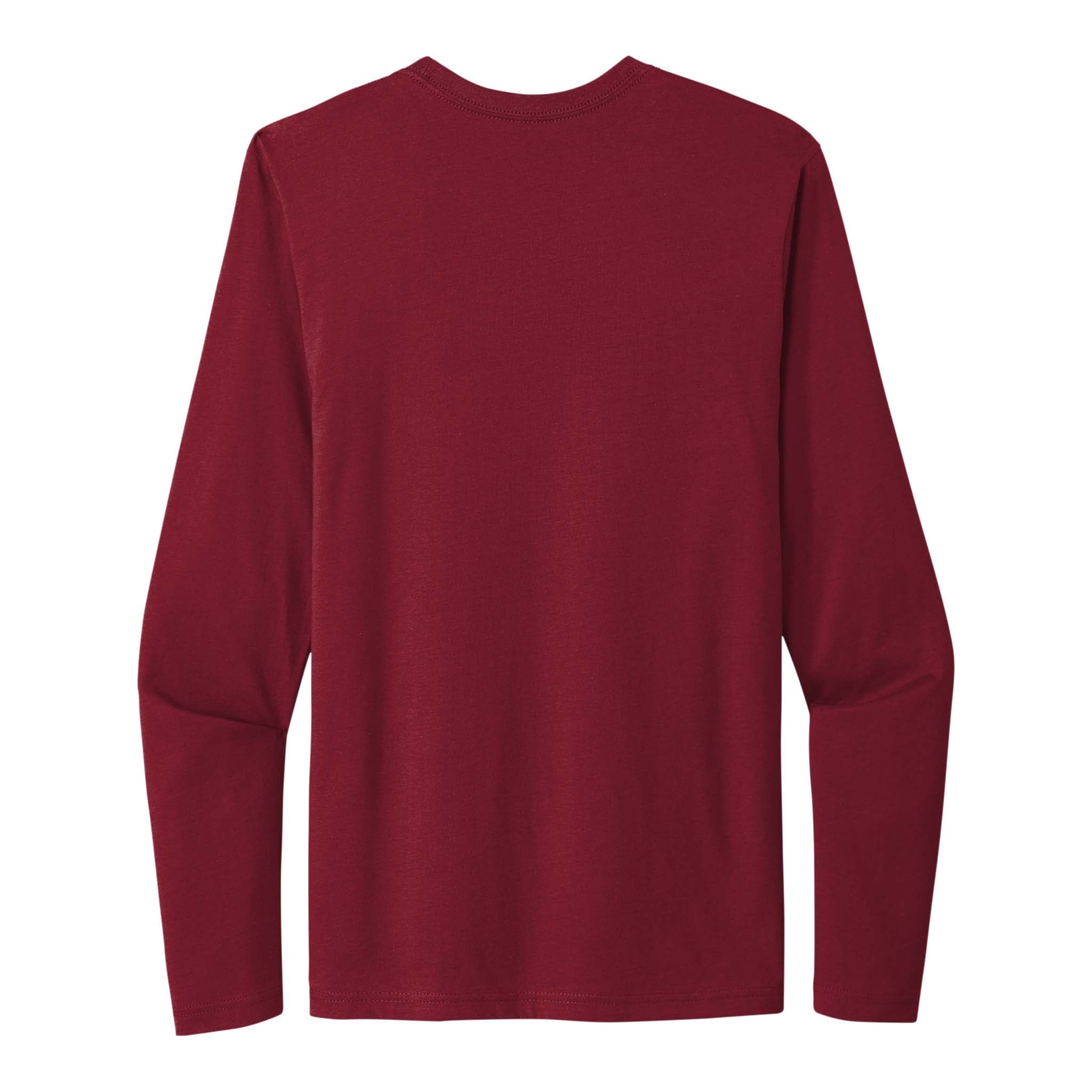 Next Level Apparel 3601 custom long sleeve t-shirt in cardinal, back view