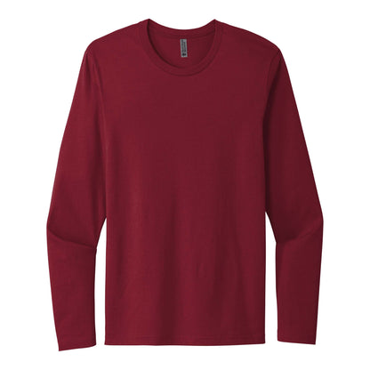 Next Level Apparel 3601 custom long sleeve t-shirt in cardinal, front view