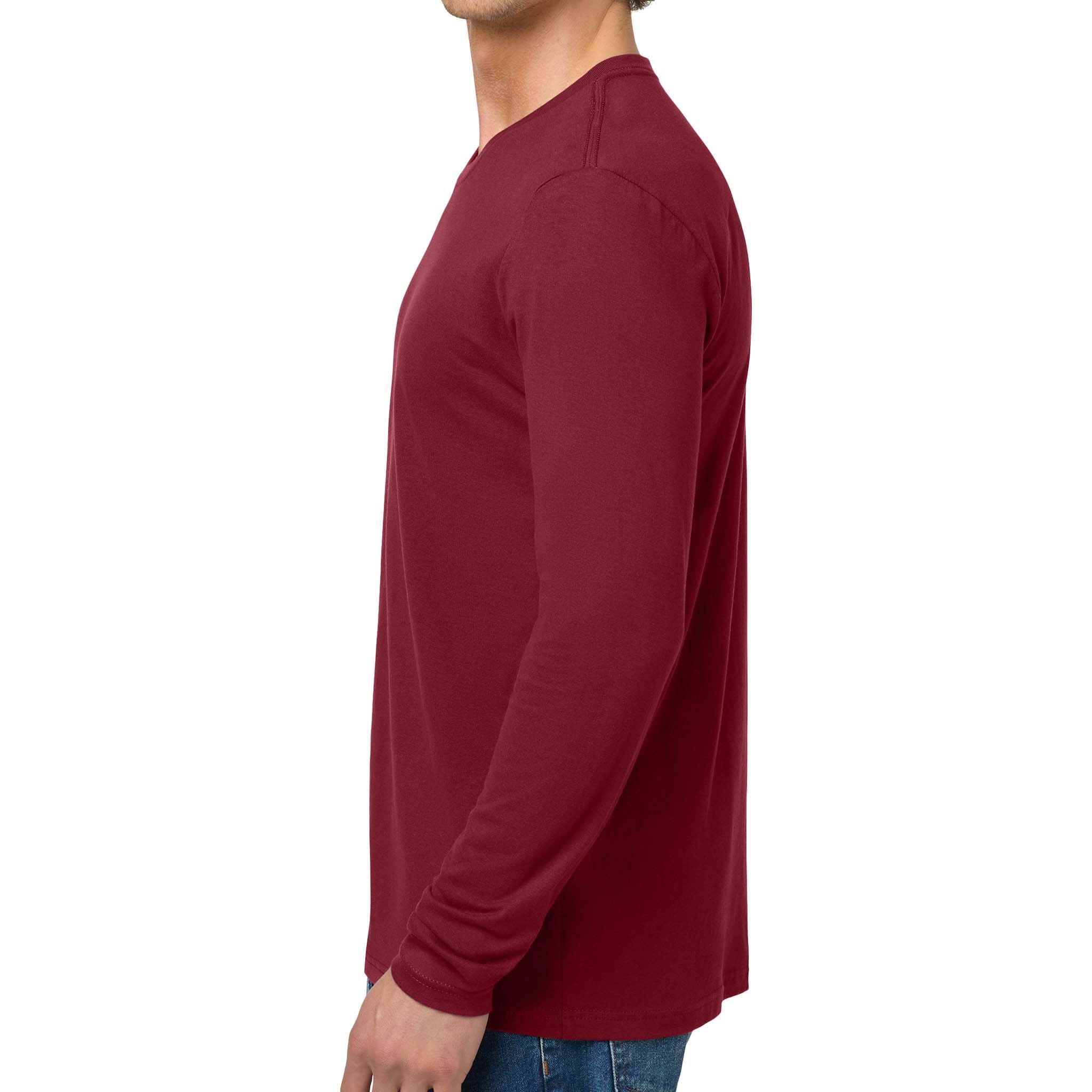 Next Level Apparel 3601 custom long sleeve t-shirt in cardinal, left side view