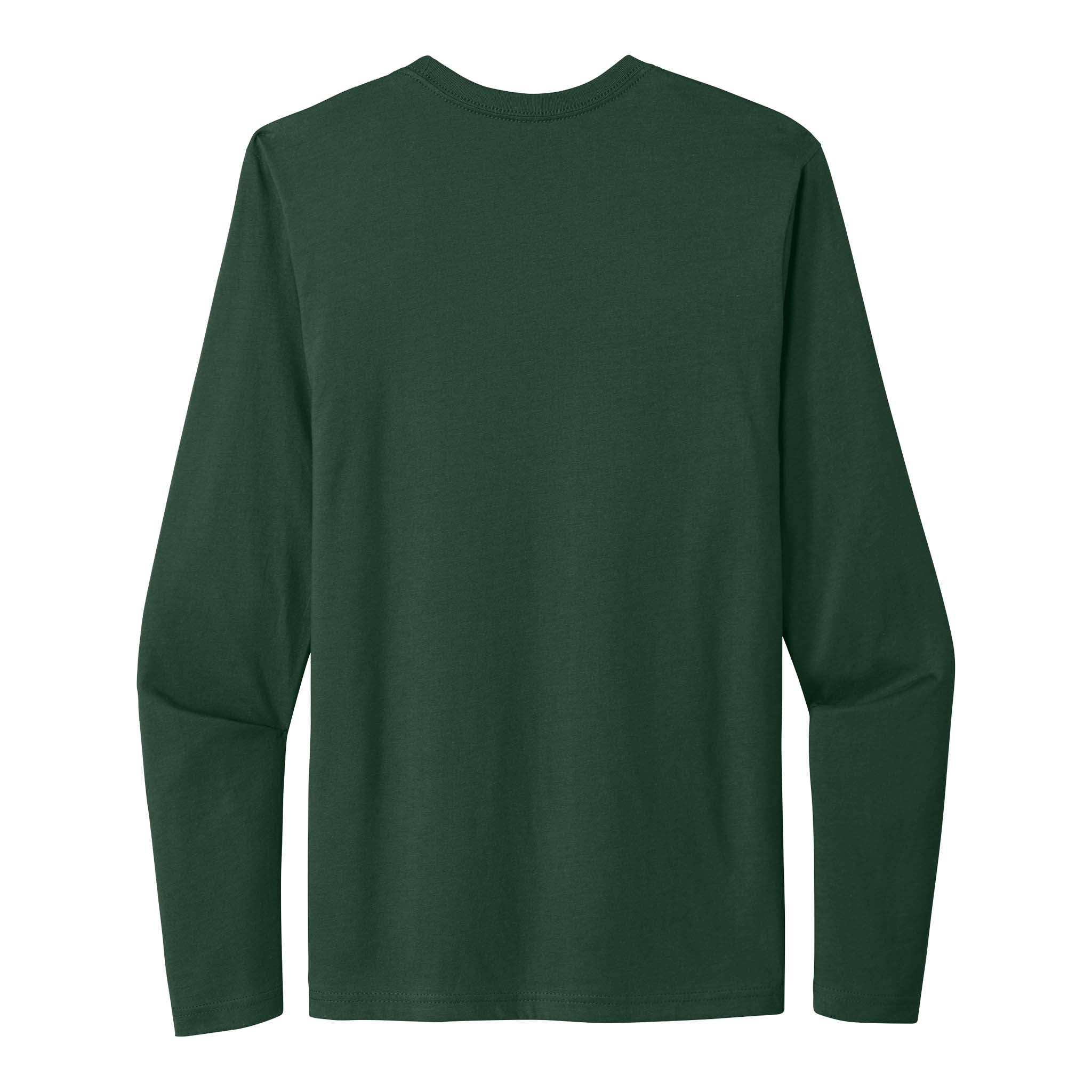 Next Level Apparel 3601 custom long sleeve t-shirt in forest green, back view