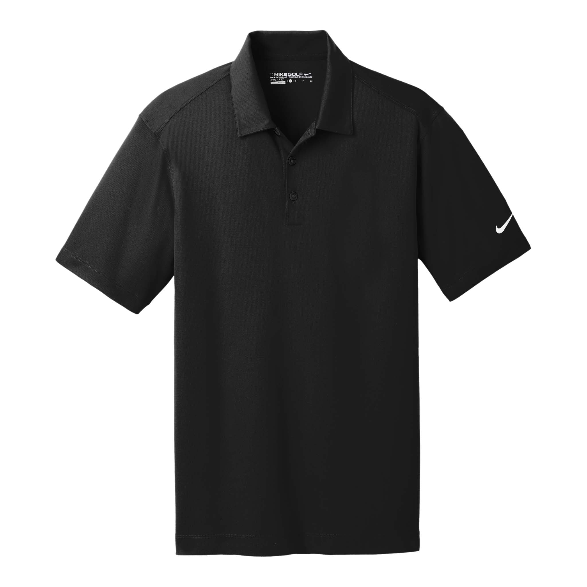 Nike 637167 custom polo in black, front view