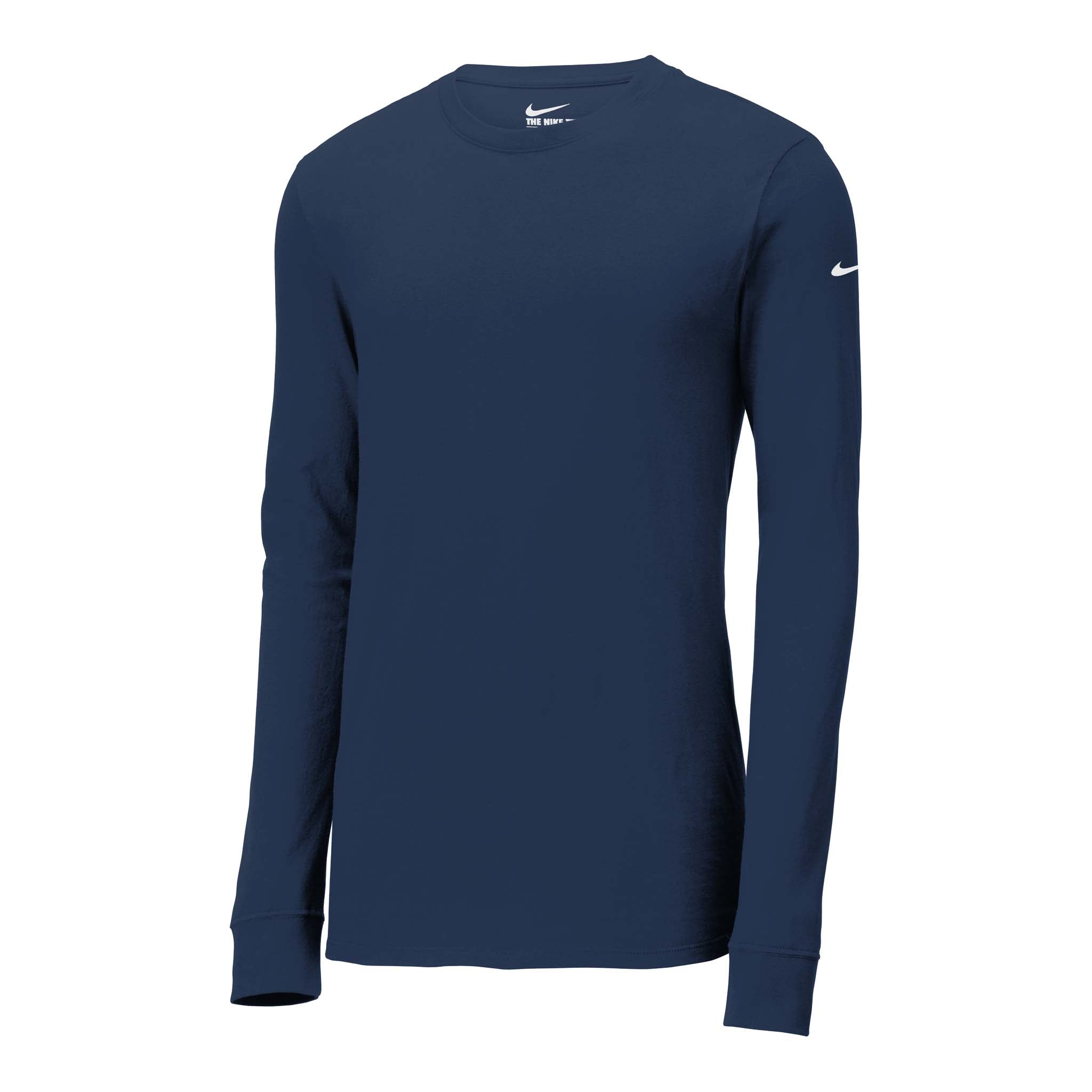 Nike NKBQ5230 custom long sleeve t-shirt in college navy, front view