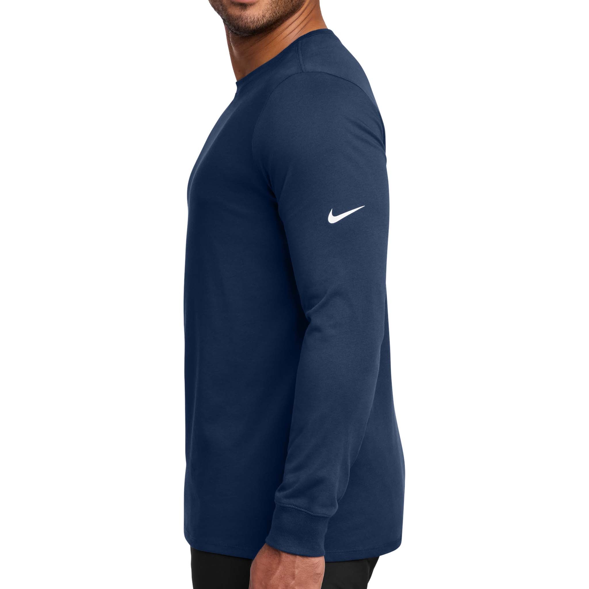 Nike NKBQ5230 custom long sleeve t-shirt in college navy, left side view