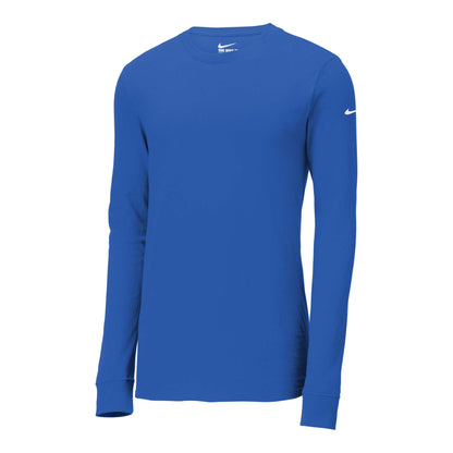 Nike NKBQ5230 custom long sleeve t-shirt in rush blue, front view