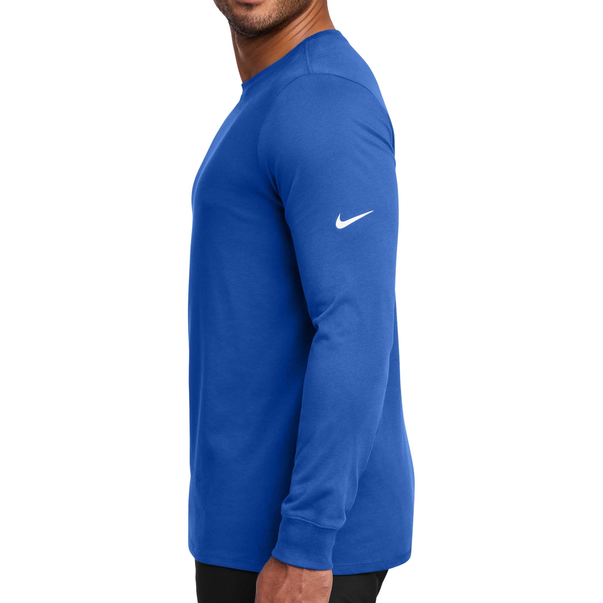 Nike NKBQ5230 custom long sleeve t-shirt in rush blue, left side view