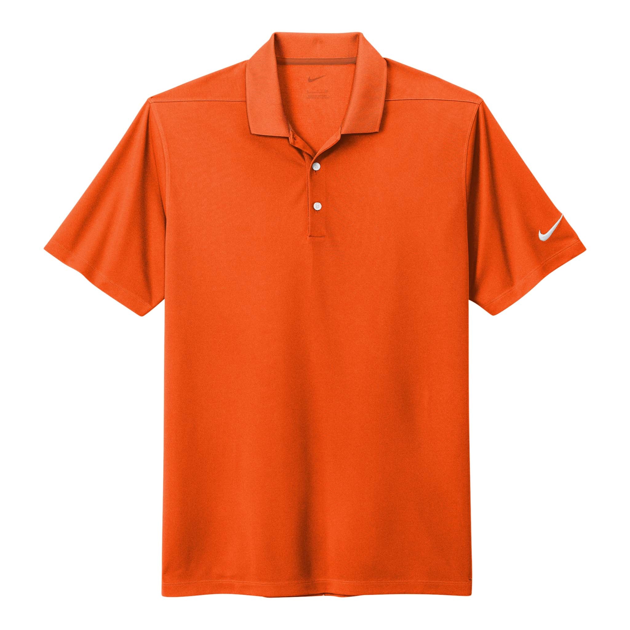 Nike NKDC1963 custom polo in brilliant orange, front view
