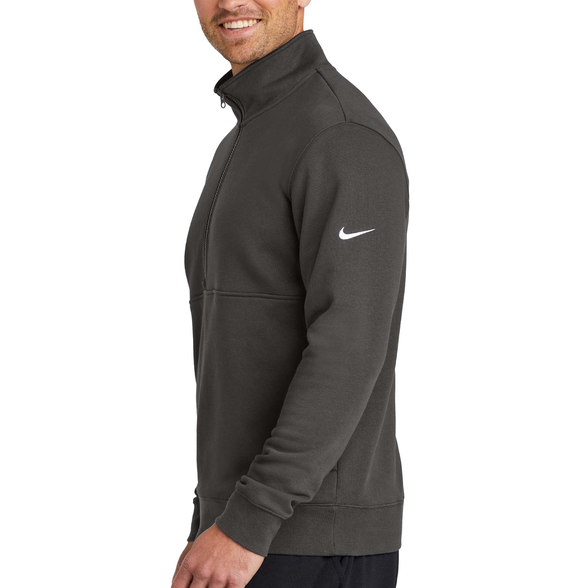 Nike NKDX6718 custom quarter-zip in anthracite, left side view