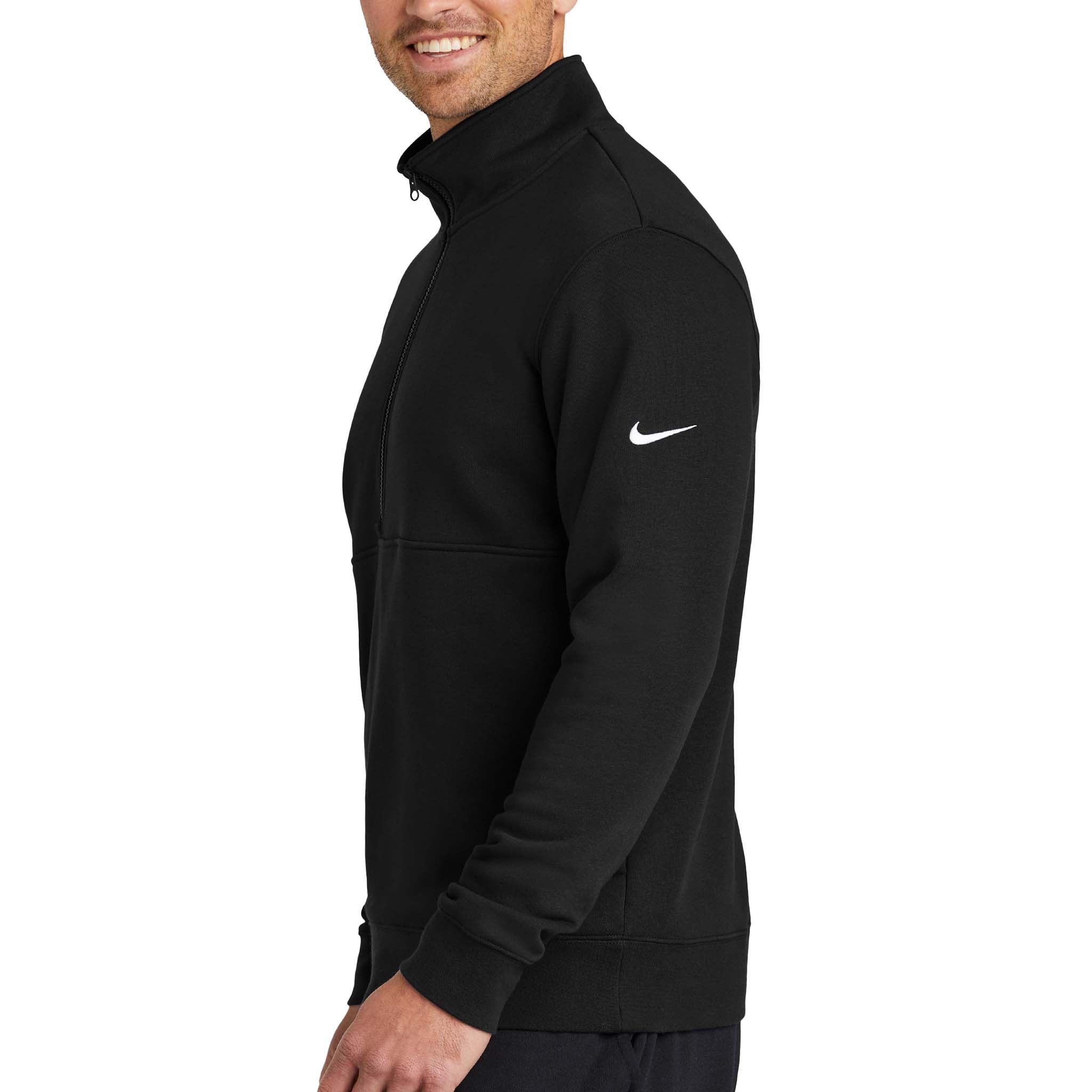 Nike NKDX6718 custom quarter-zip in black, left side view