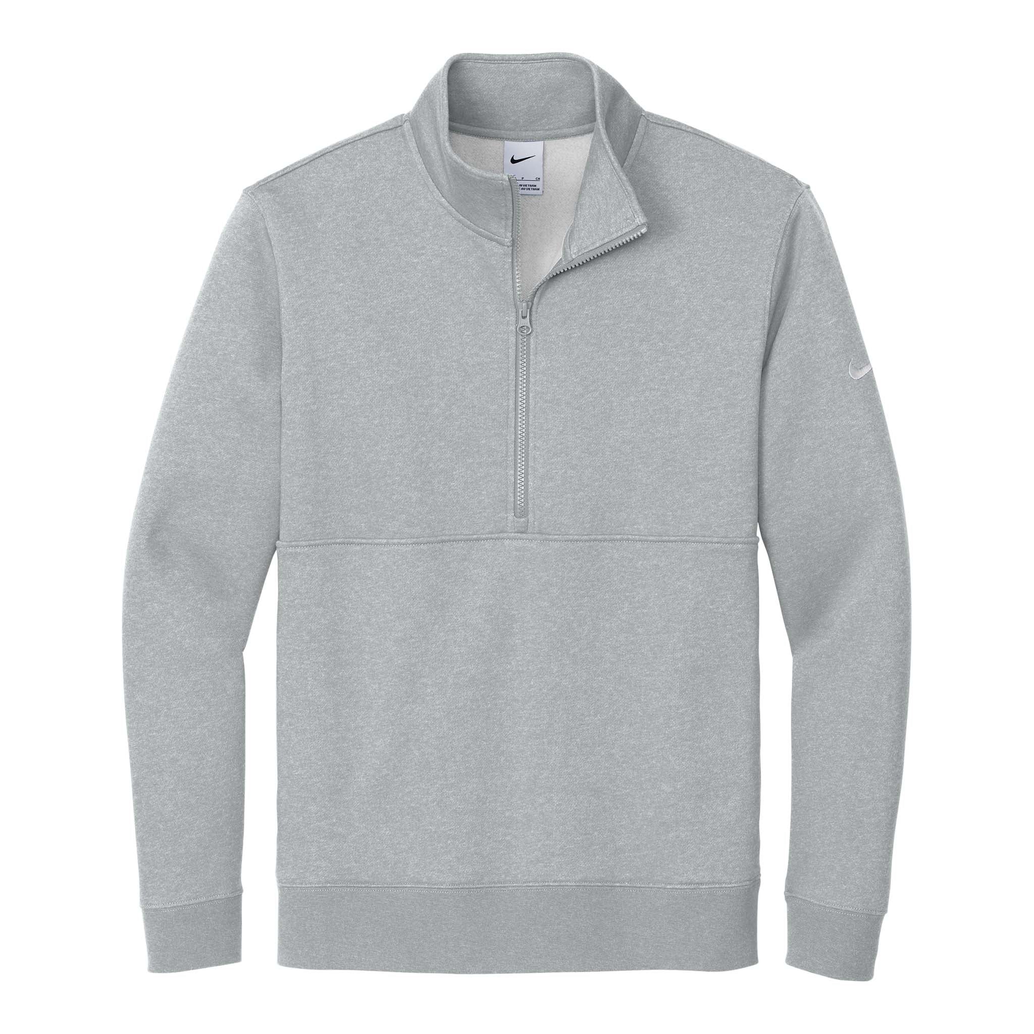 Nike NKDX6718 custom quarter-zip in dark grey heather, front view