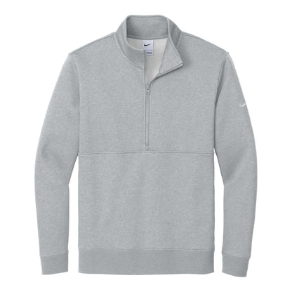 Nike NKDX6718 custom quarter-zip in dark grey heather, front view