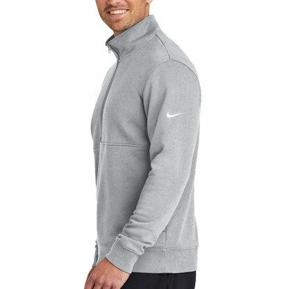 Nike NKDX6718 custom quarter-zip in dark grey heather, left side view