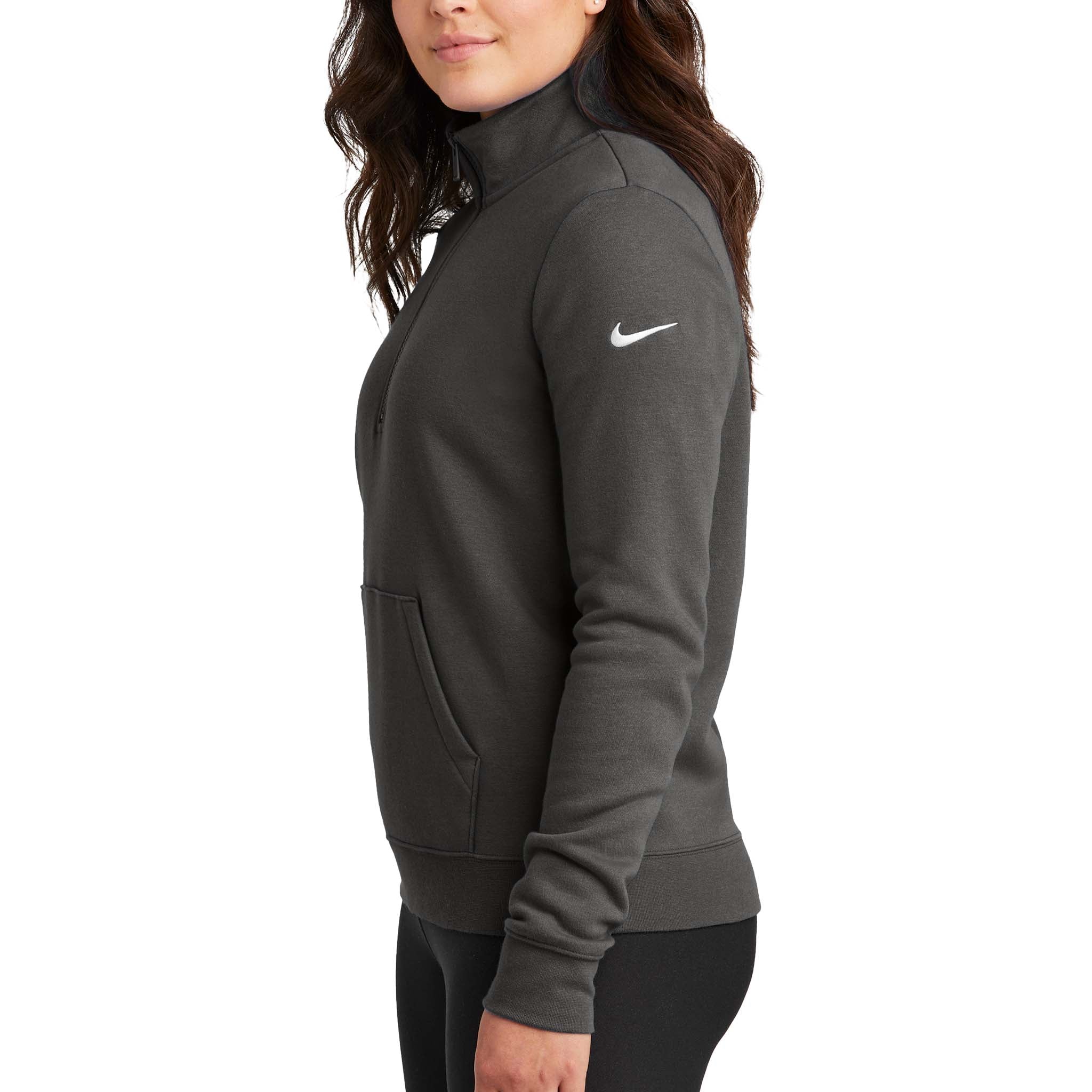 Nike NKDX6720 custom quarter-zip in anthracite, left side view