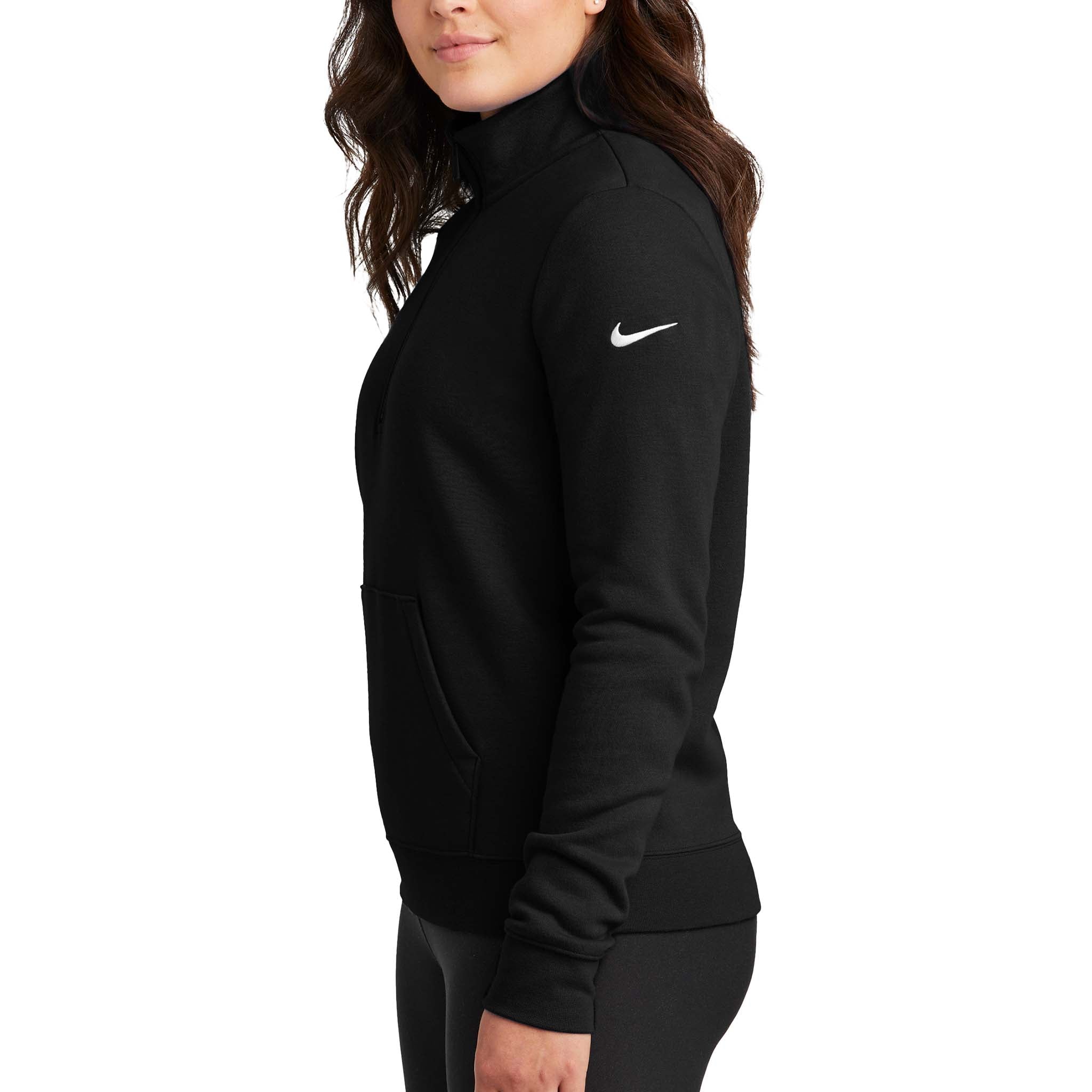 Nike NKDX6720 custom quarter-zip in black, left side view