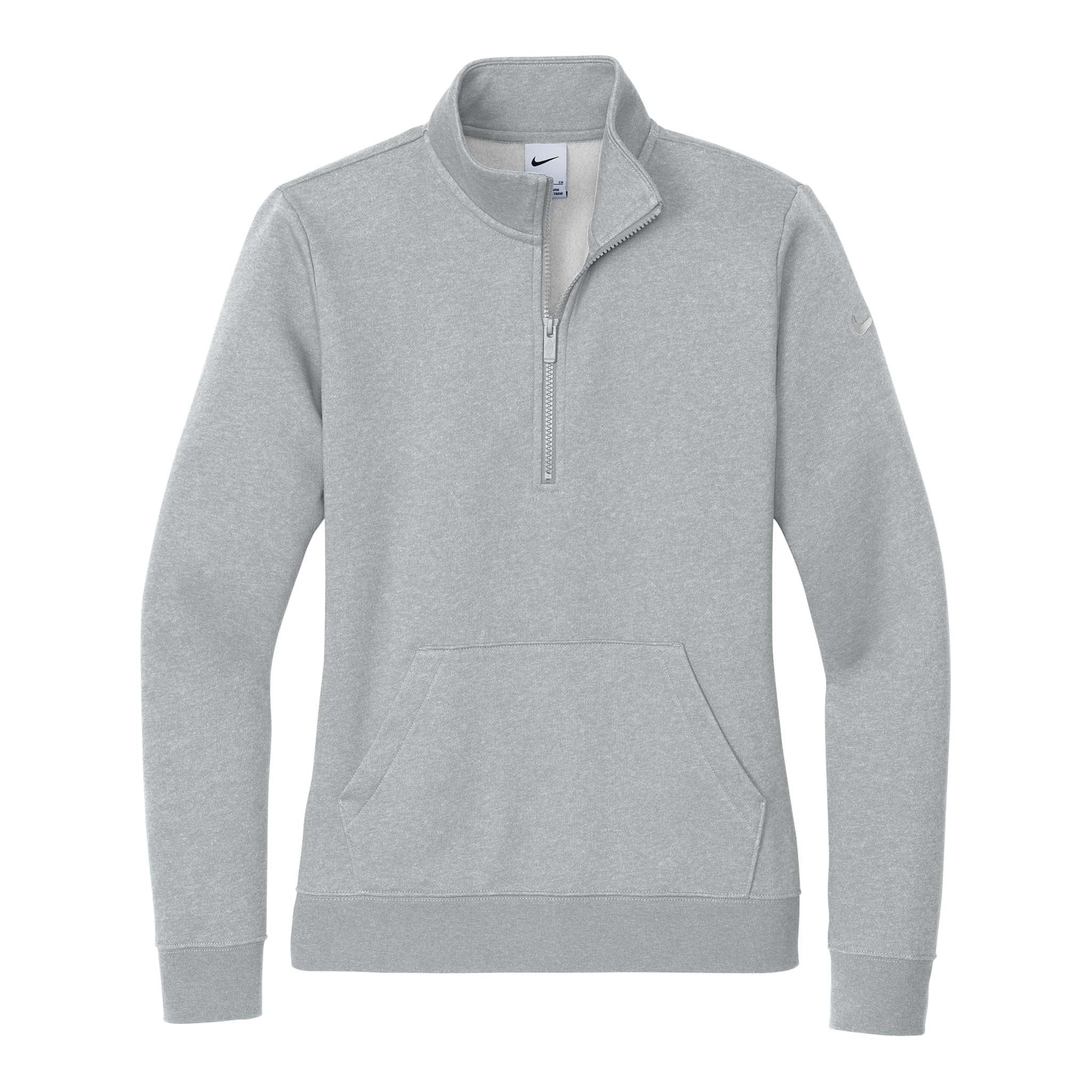Nike NKDX6720 custom quarter-zip in dark grey heather, front view
