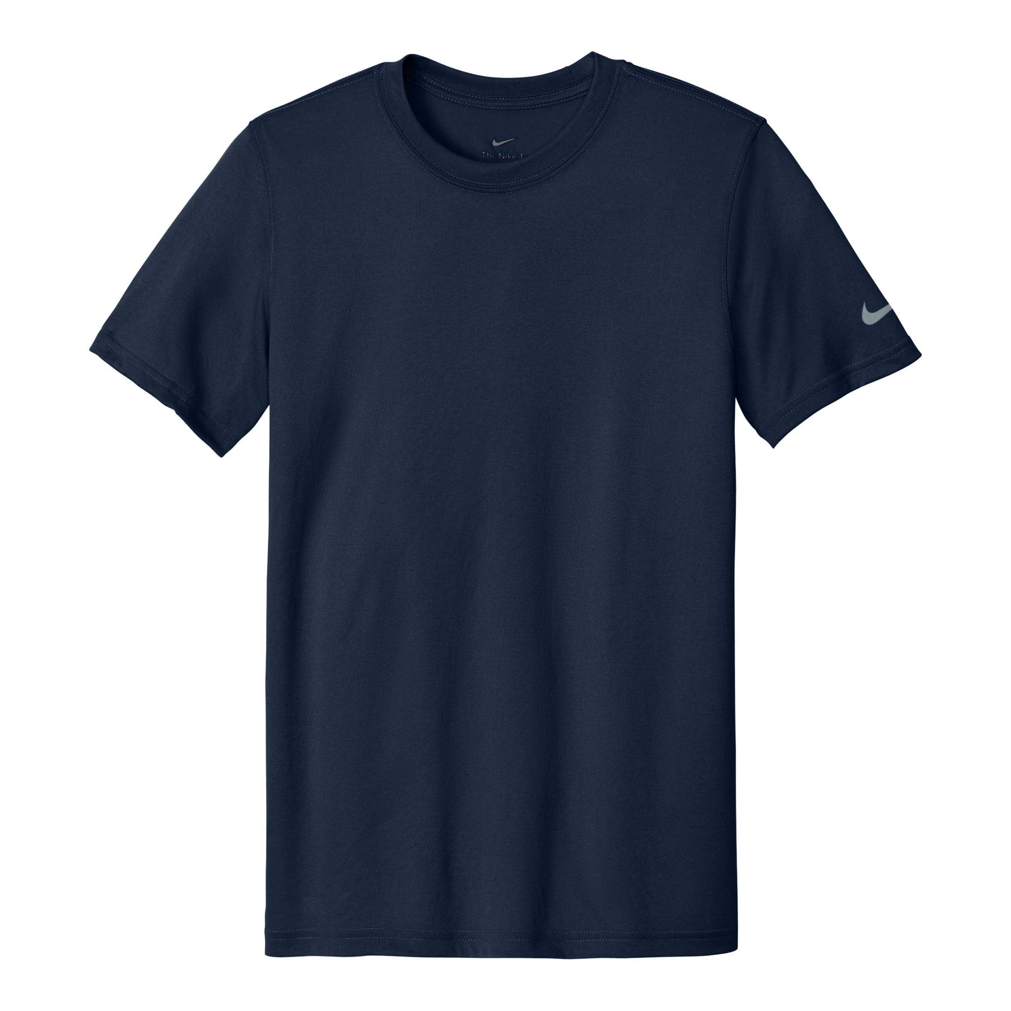 Nike NKDX8730 custom short sleeve t-shirt in college navy, front view