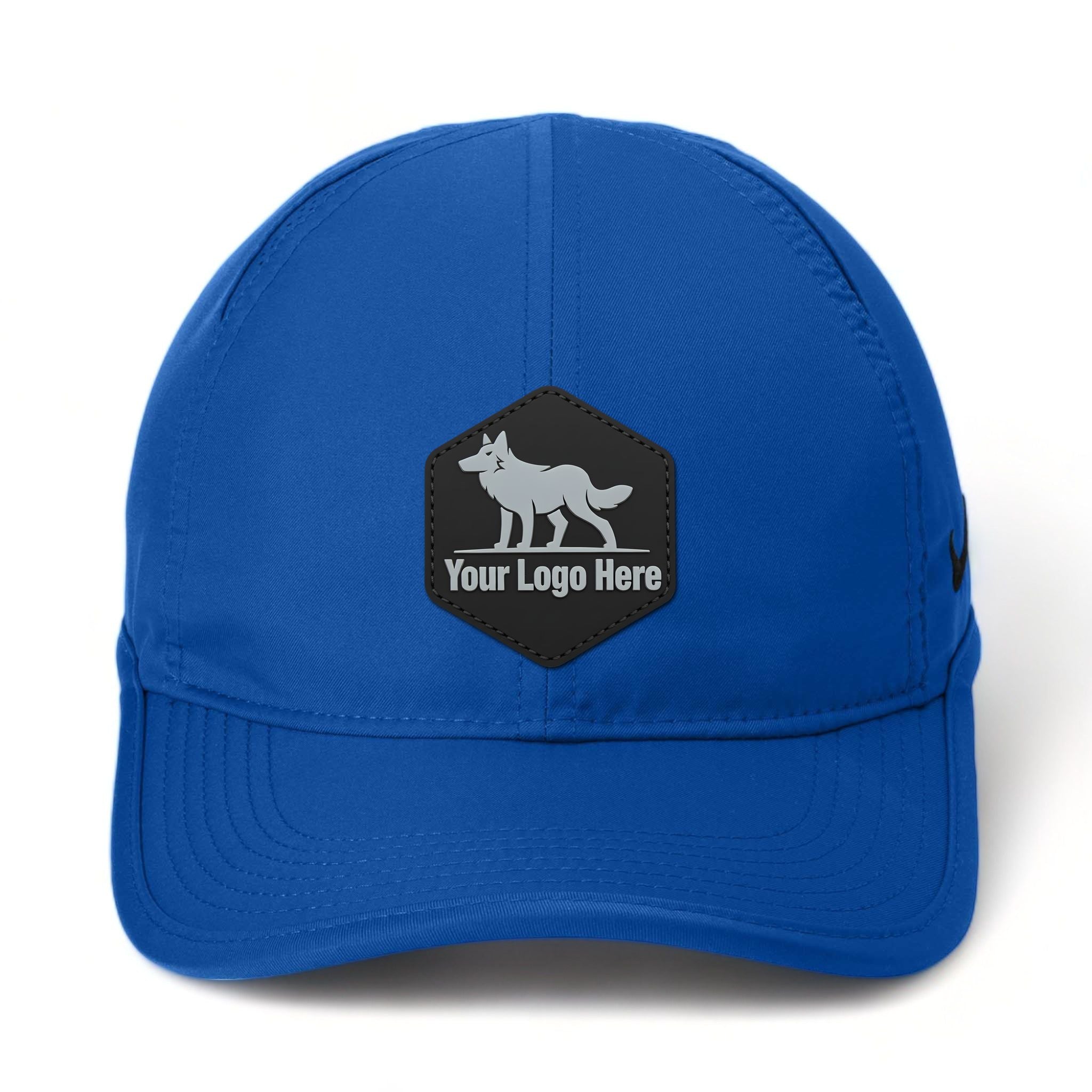 PVC patch preview of Nike NKFB5666 custom hat in game royal