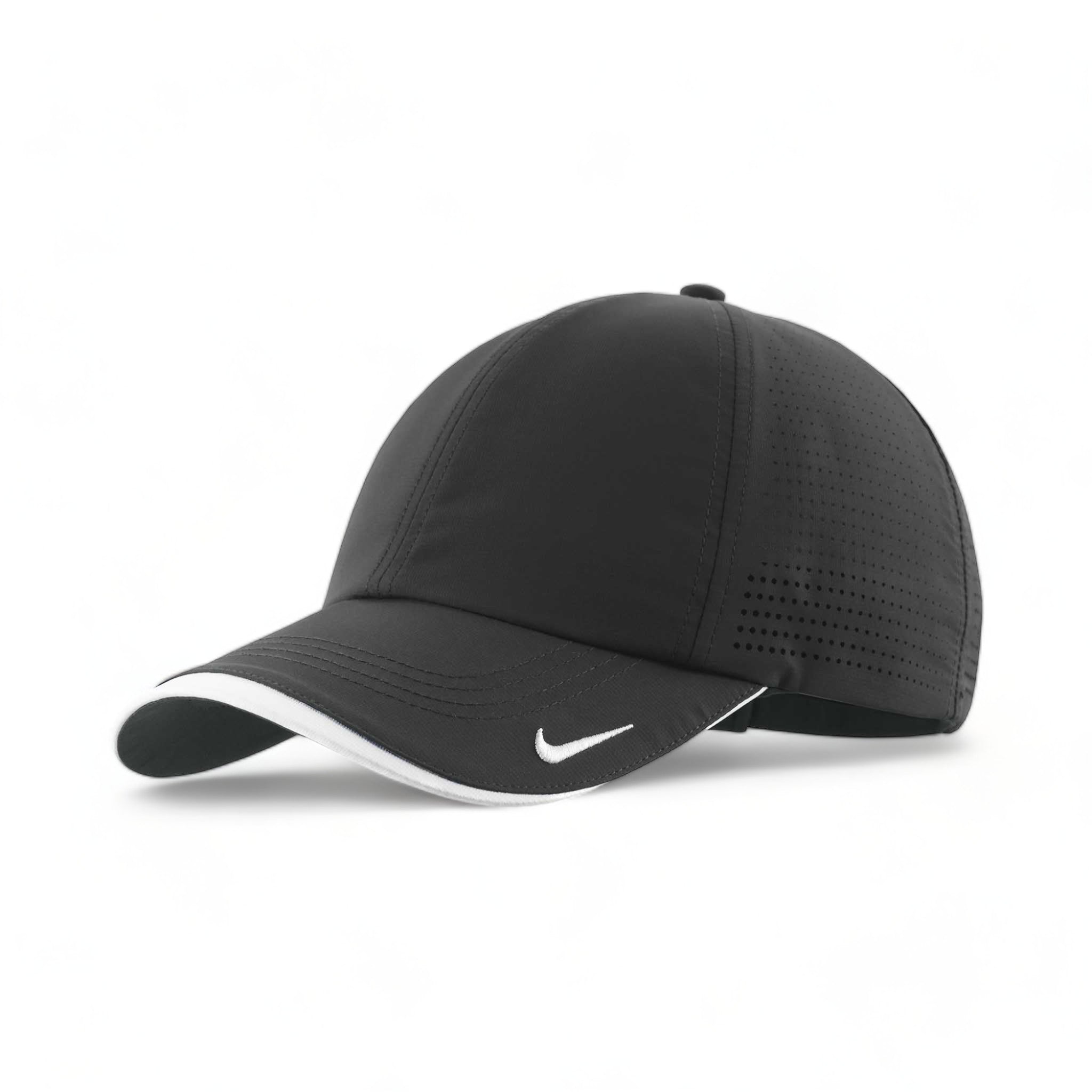 Side view of Nike NKFB6445 custom hat in anthracite and white