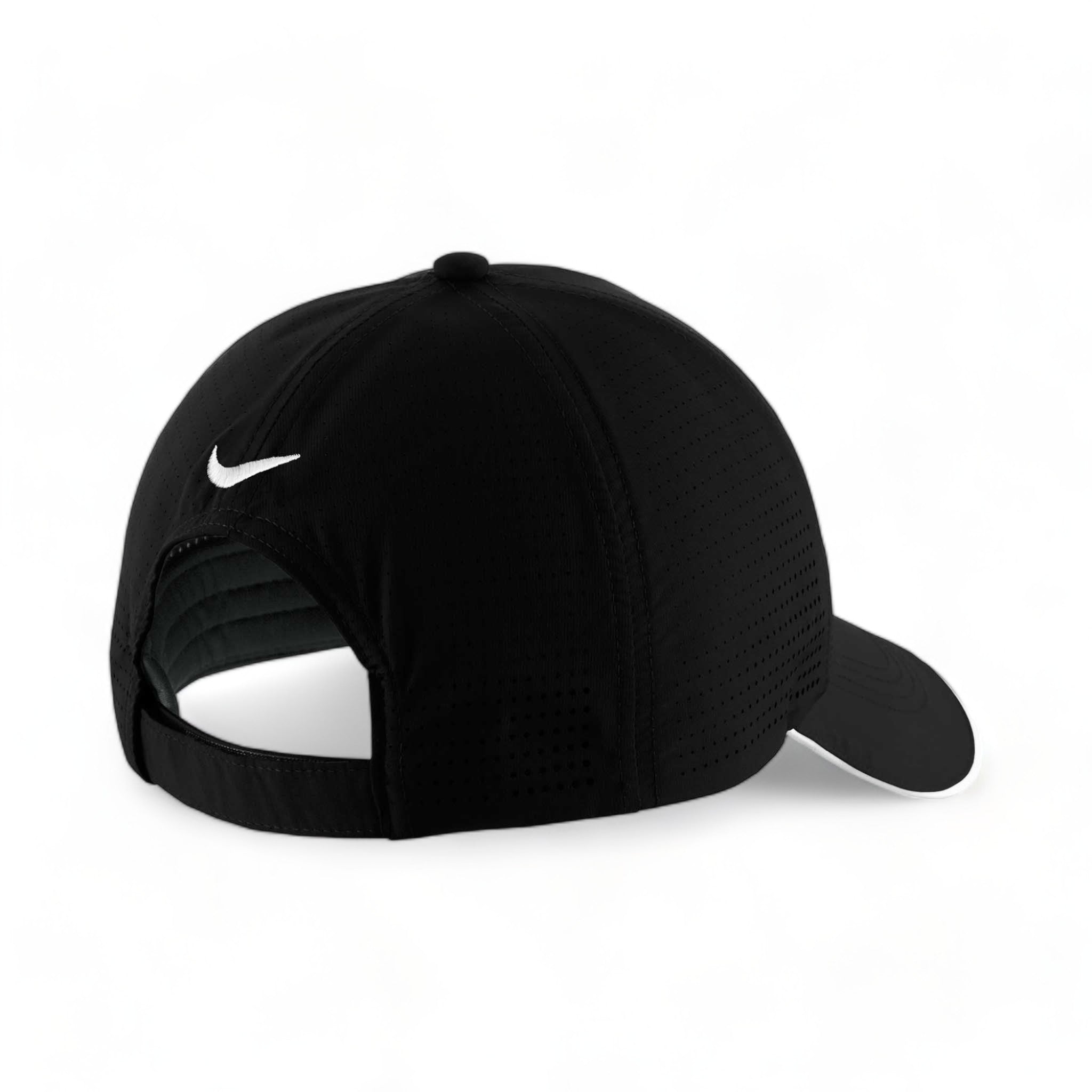 Back view of Nike NKFB6445 custom hat in black and white