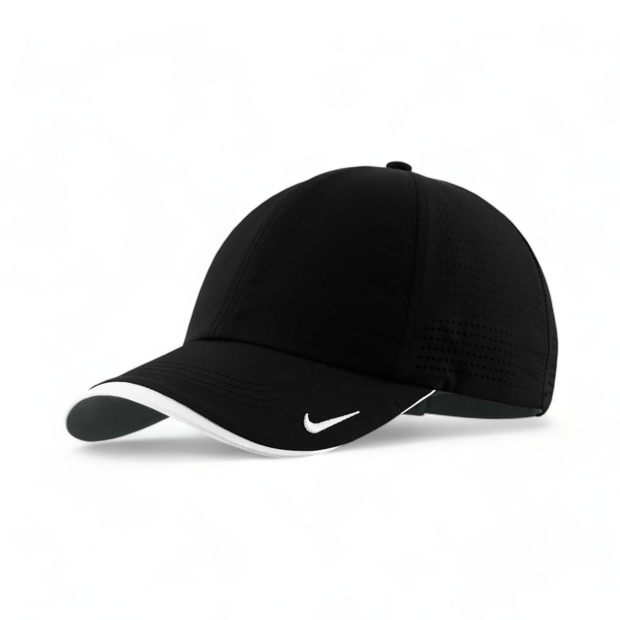 Side view of Nike NKFB6445 custom hat in black and white