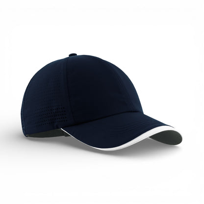 Right side view of Nike NKFB6445 custom hat in navy and white