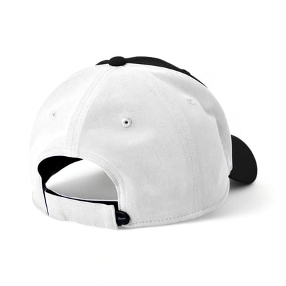 Back view of Nike NKFB6447 custom hat in black and white