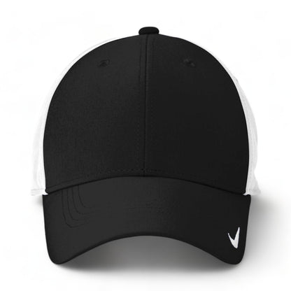 Front view of Nike NKFB6447 custom hat in black and white