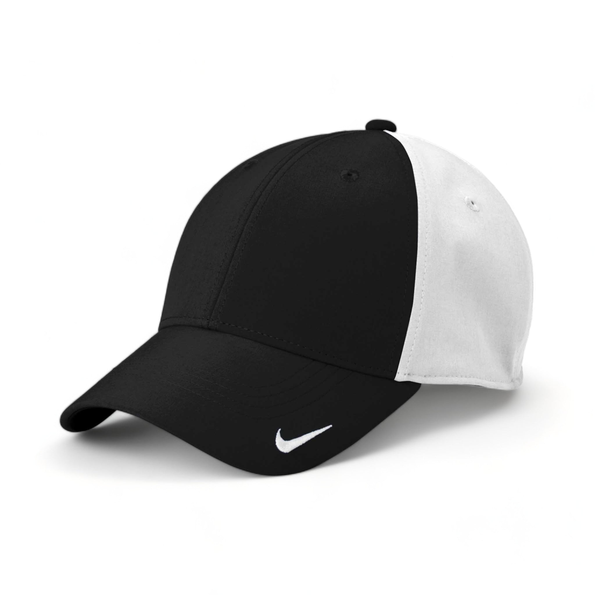Side view of Nike NKFB6447 custom hat in black and white