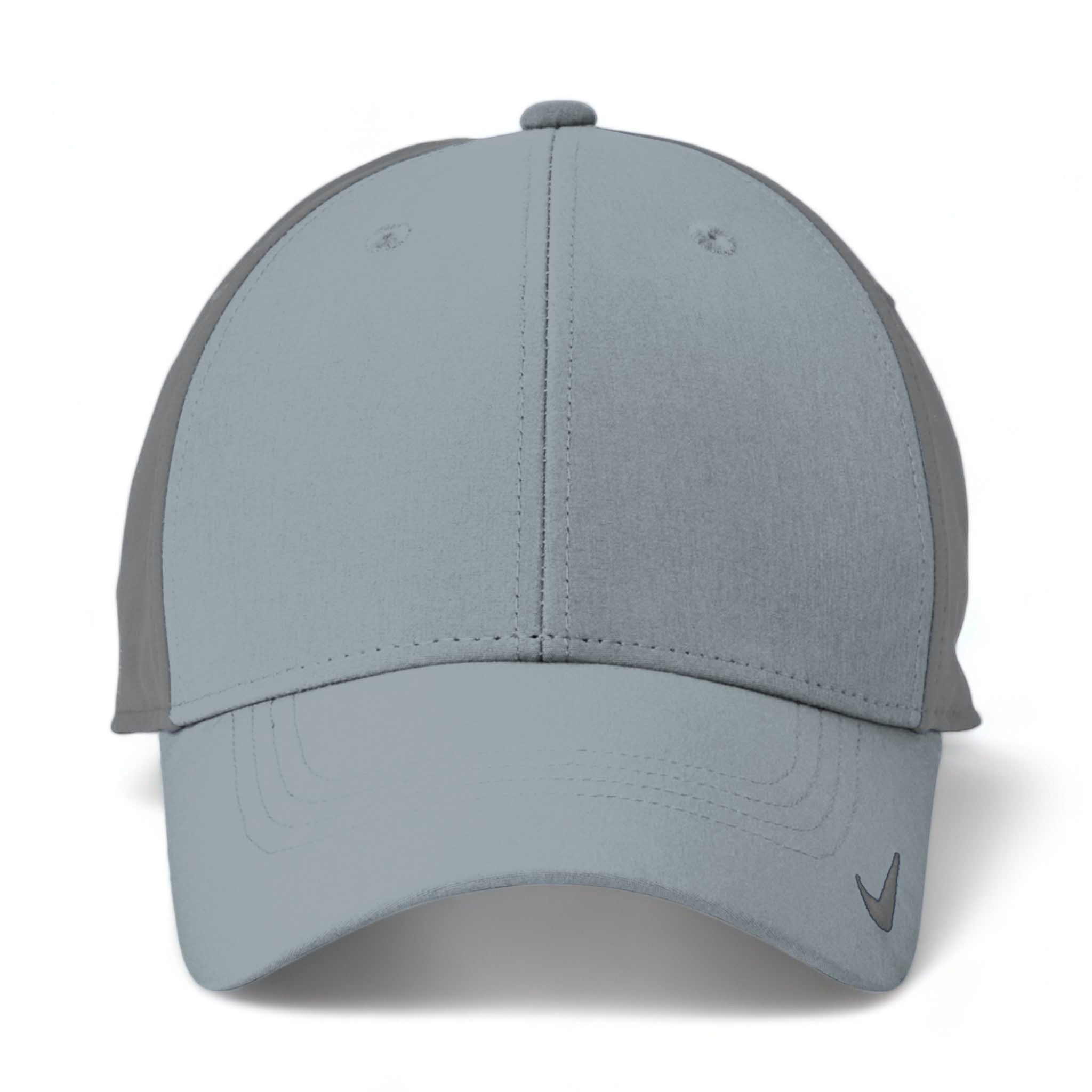 Front view of Nike NKFB6447 custom hat in cool grey and dark grey