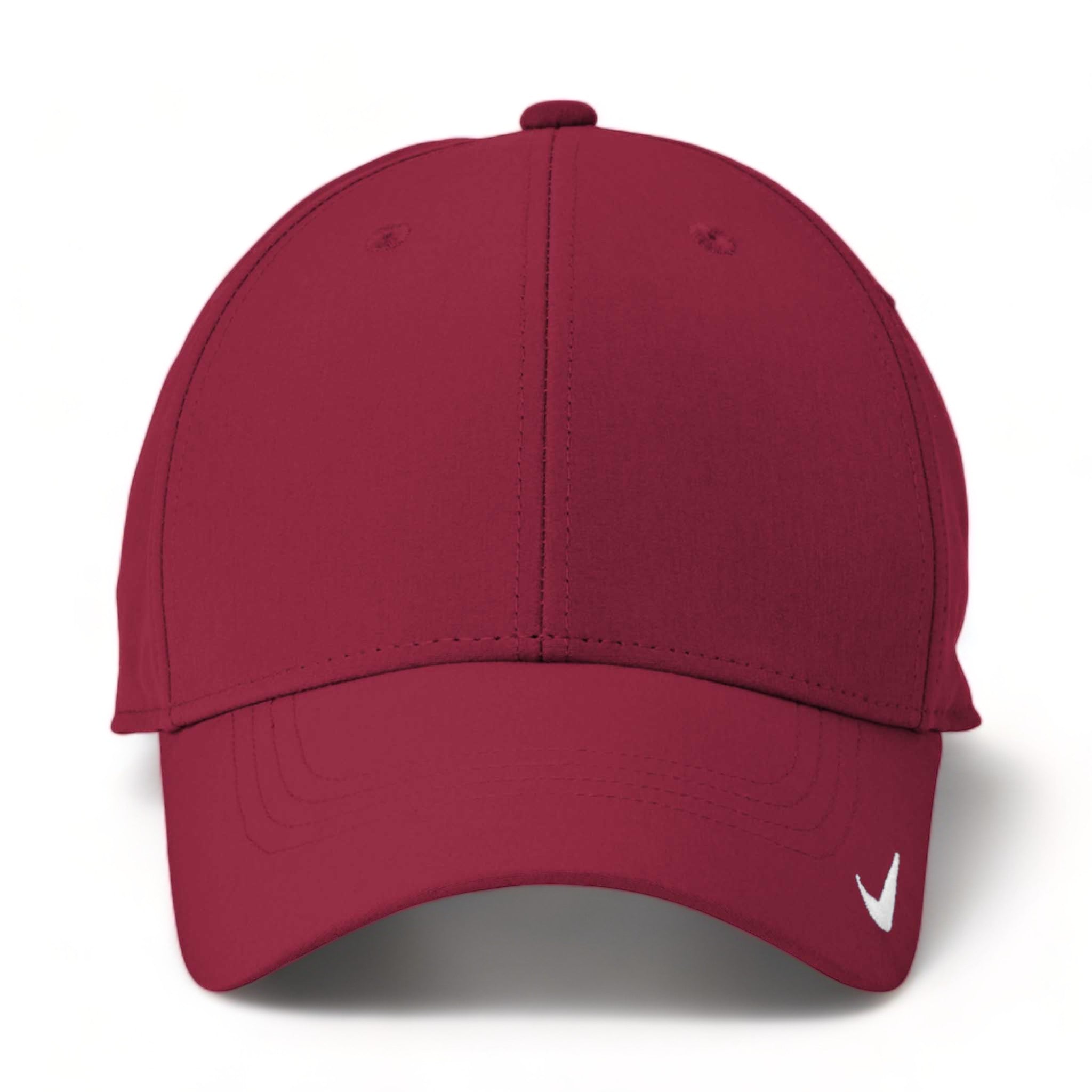 Front view of Nike NKFB6447 custom hat in team maroon