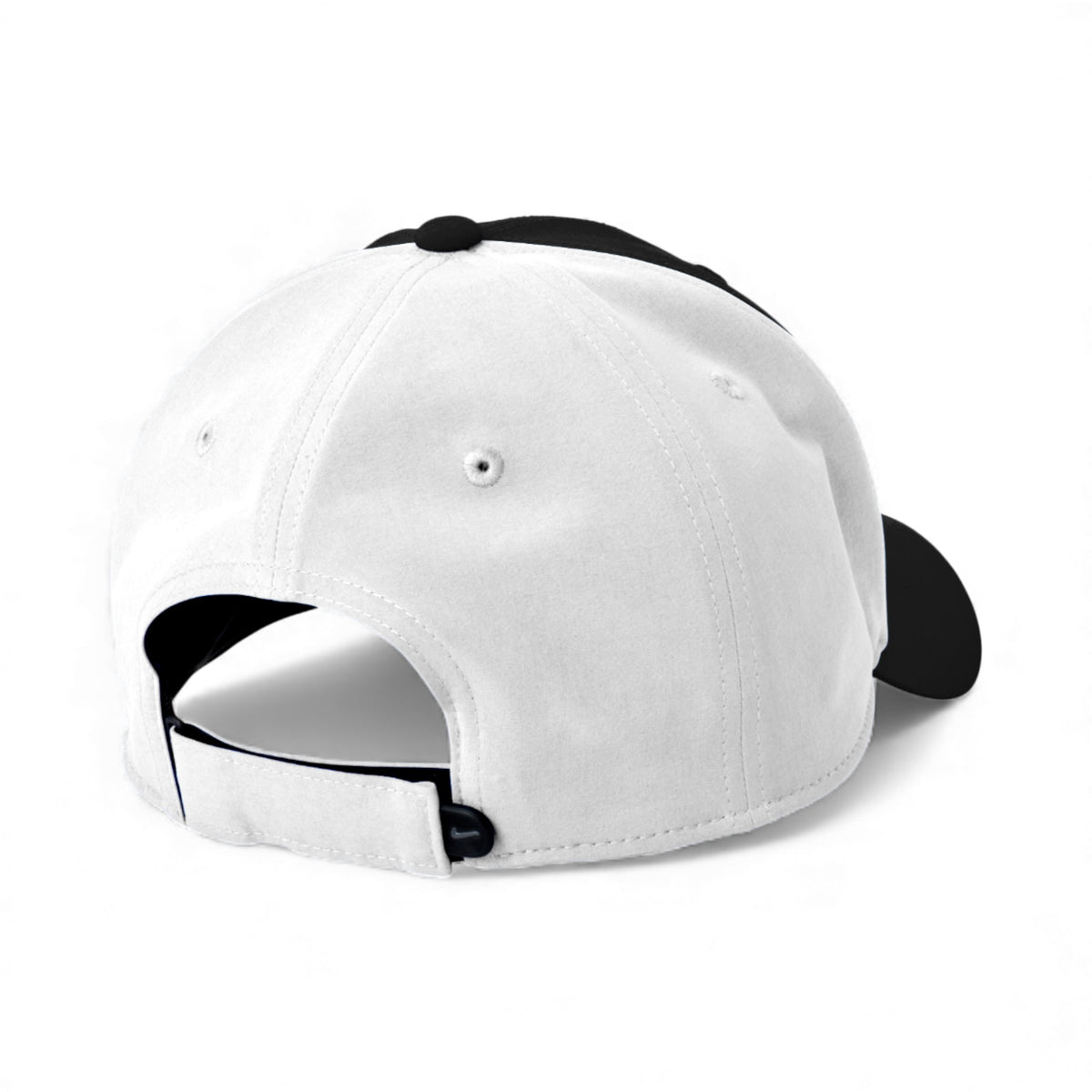 Back view of Nike NKFB6447 custom hat in black and white