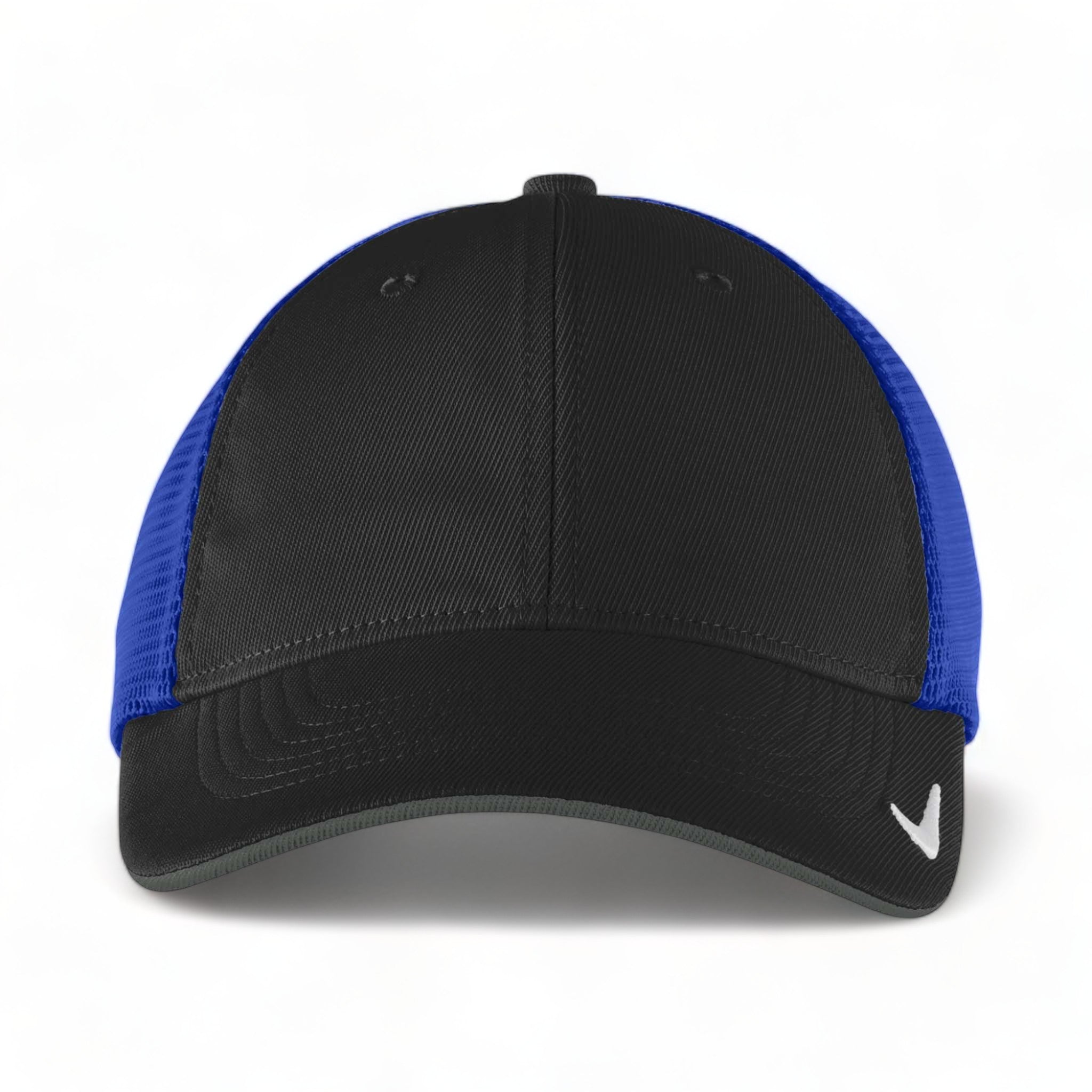 Front view of Nike NKFB6448 custom hat in black and game royal