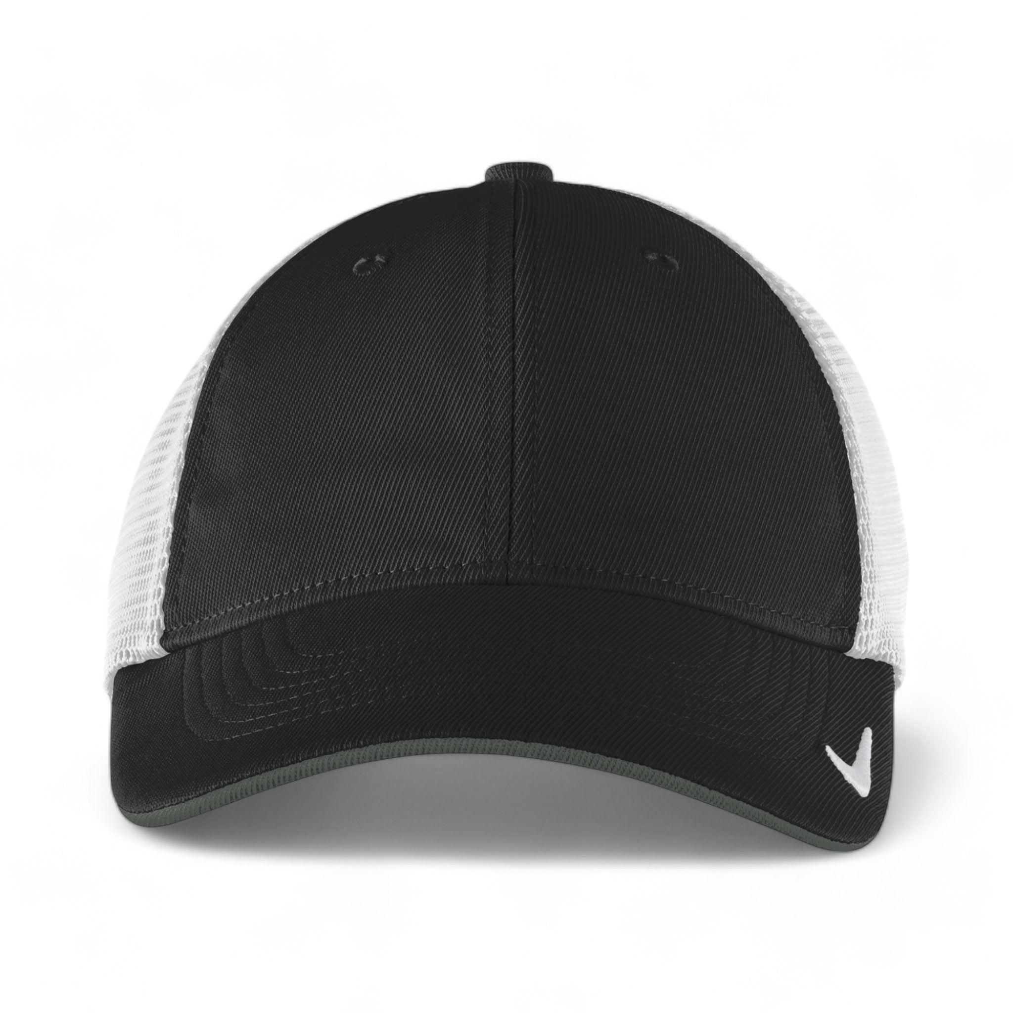 Front view of Nike NKFB6448 custom hat in black and white