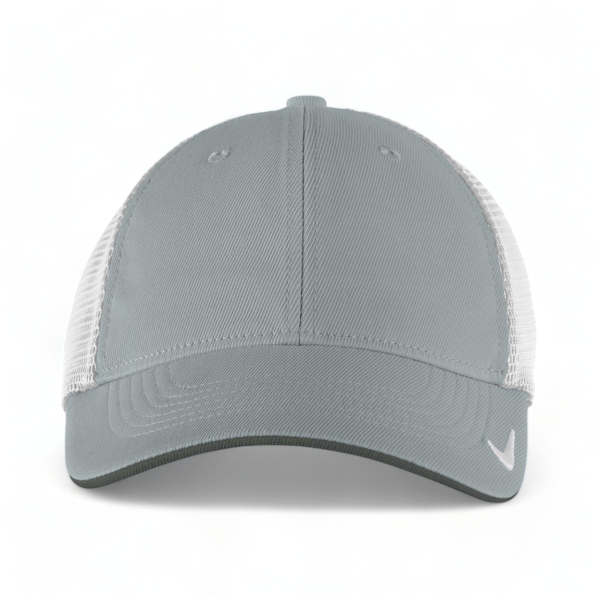 Front view of Nike NKFB6448 custom hat in cool grey and white