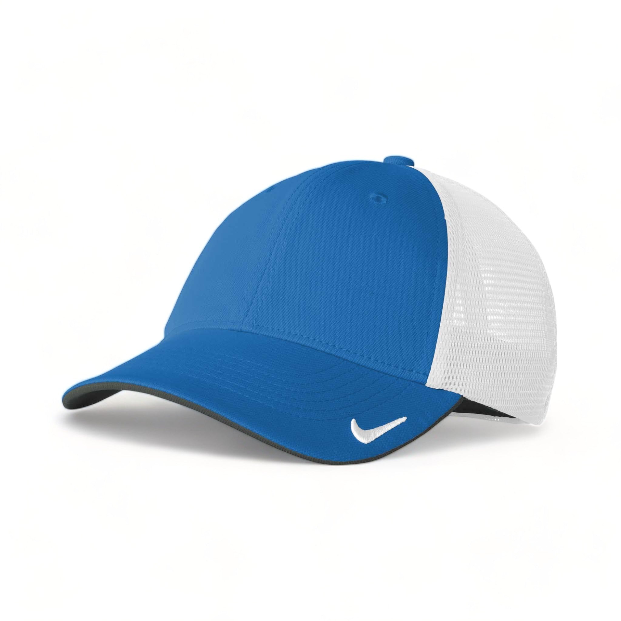 Side view of Nike NKFB6448 custom hat in gym blue and white