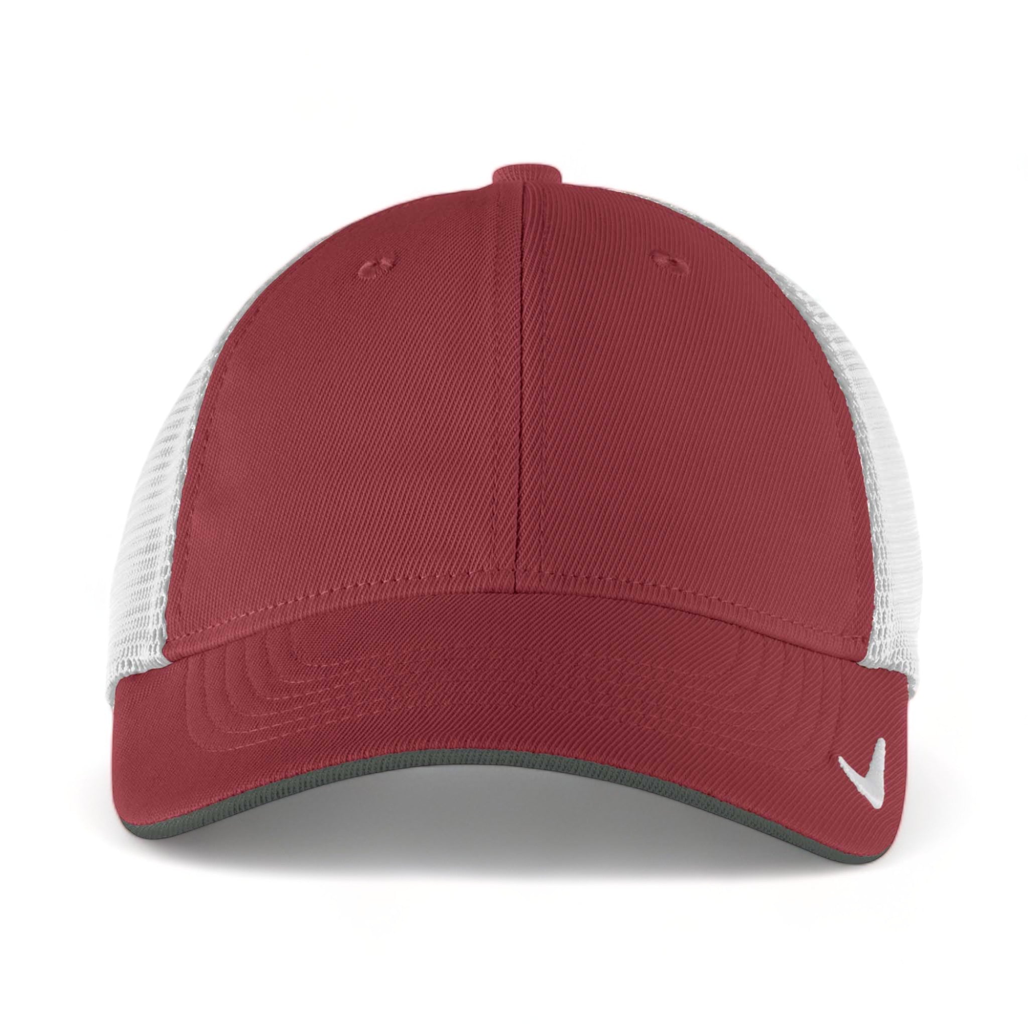 Front view of Nike NKFB6448 custom hat in team red and white