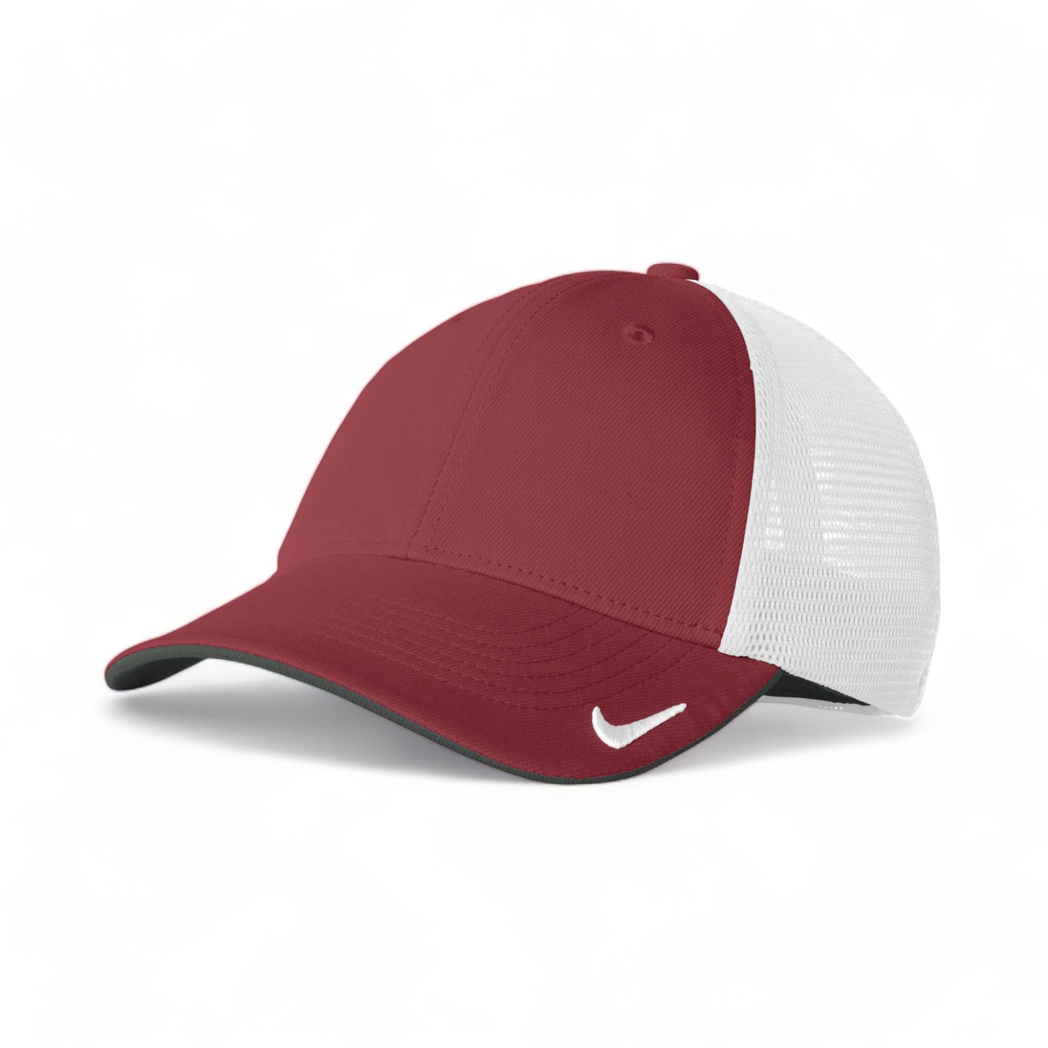 Side view of Nike NKFB6448 custom hat in team red and white
