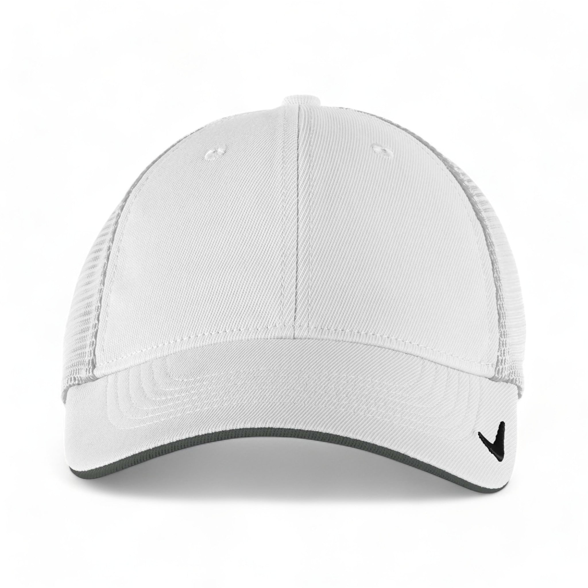 Front view of Nike NKFB6448 custom hat in white and white
