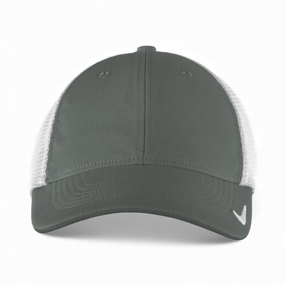 Front view of Nike NKFB6448 custom hat in anthracite and white