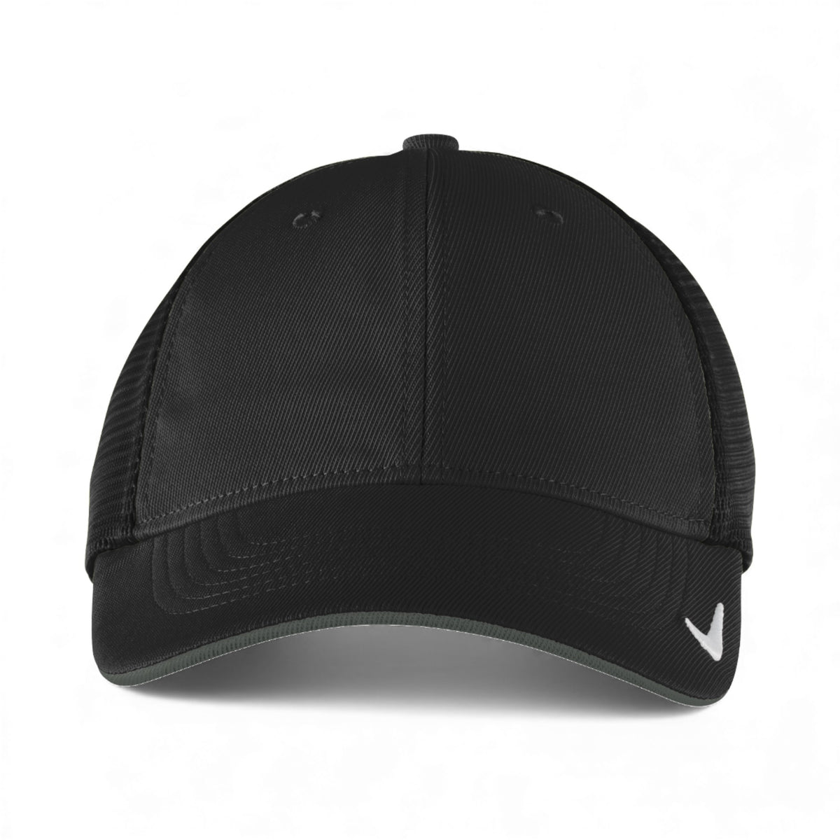 Front view of Nike NKFB6448 custom hat in black and black