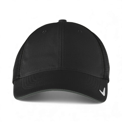 Front view of Nike NKFB6448 custom hat in black and black