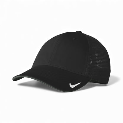 Left side view of Nike NKFB6448 custom hat in black and black