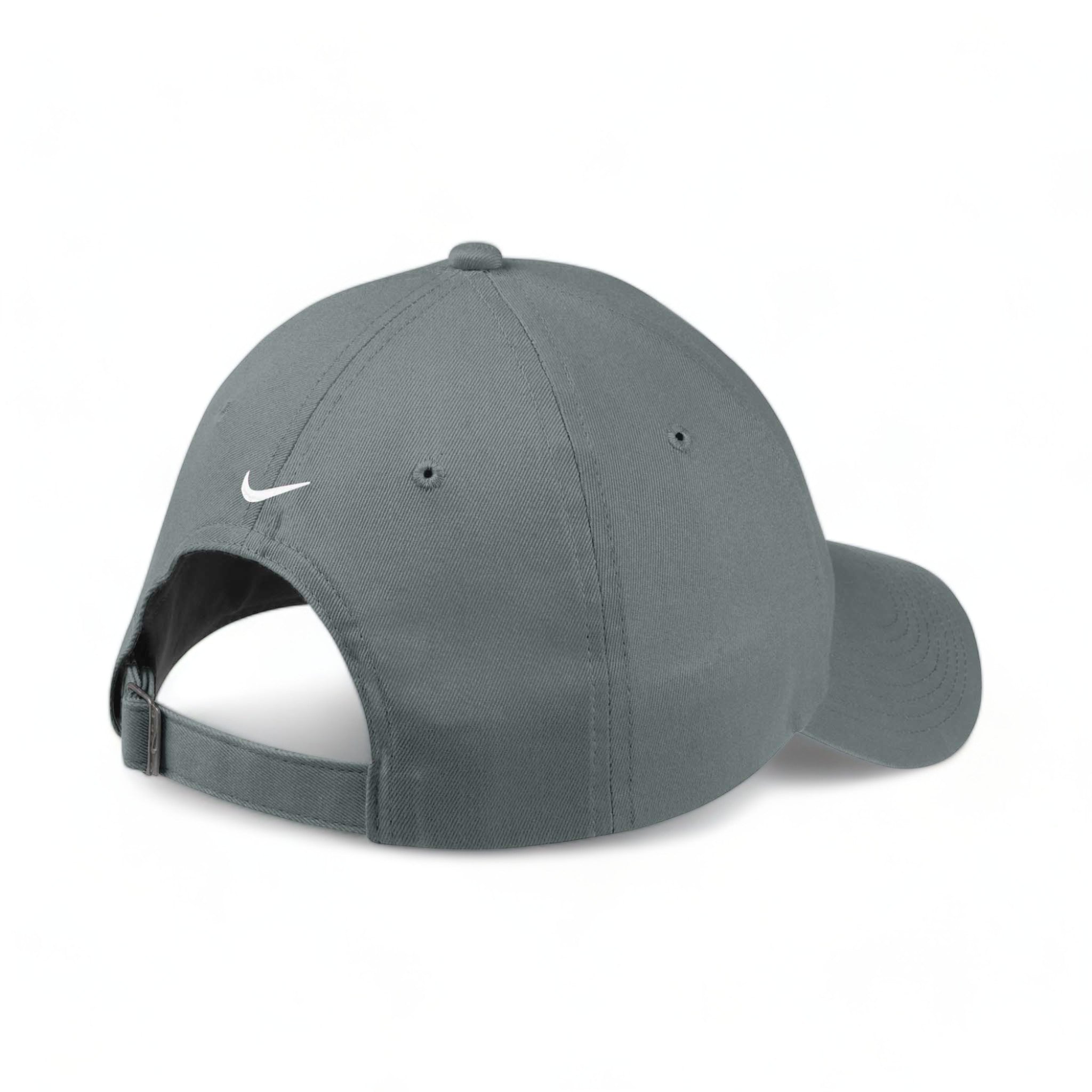 Back view of Nike NKFB6449 custom hat in dark grey
