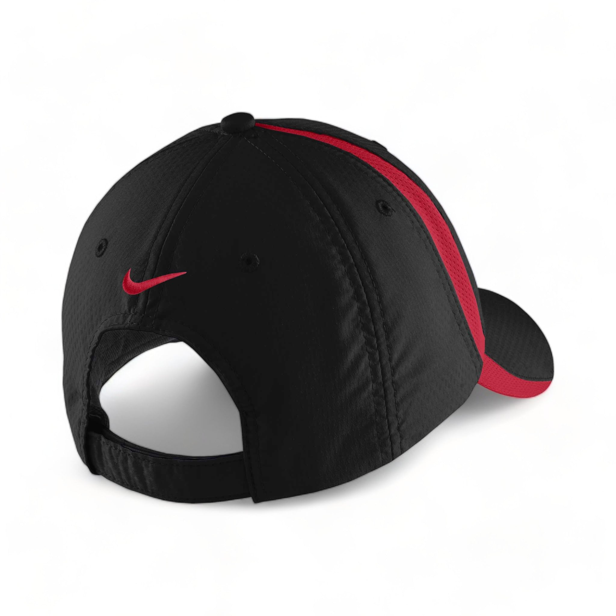 Back view of Nike NKFD9709 custom hat in black and gym red