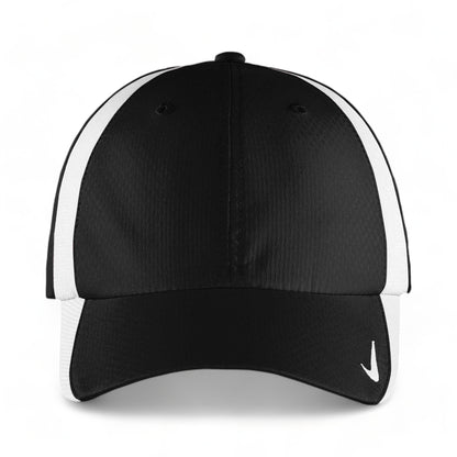 Front view of Nike NKFD9709 custom hat in black and white