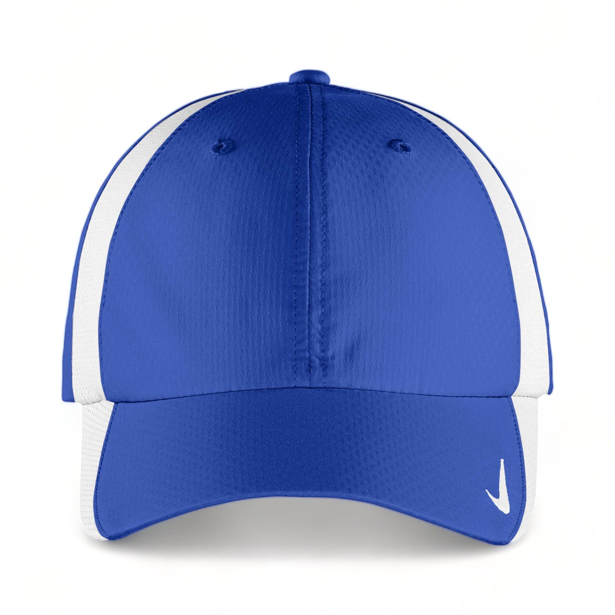 Front view of Nike NKFD9709 custom hat in game royal and white