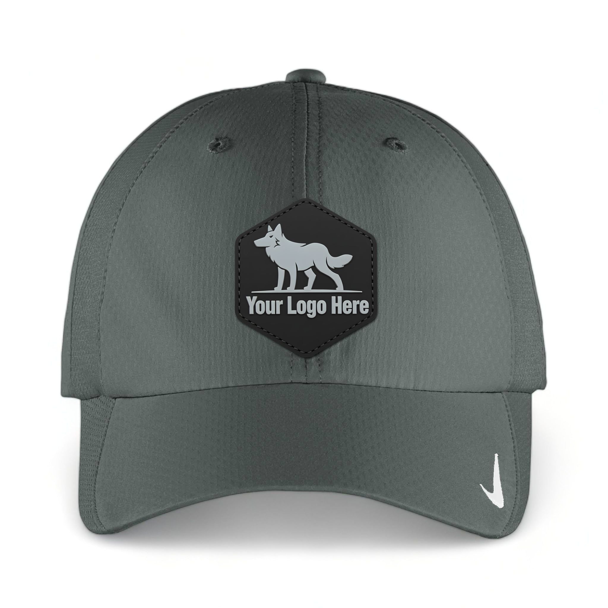 PVC patch preview of Nike NKFD9709 custom hat in anthracite