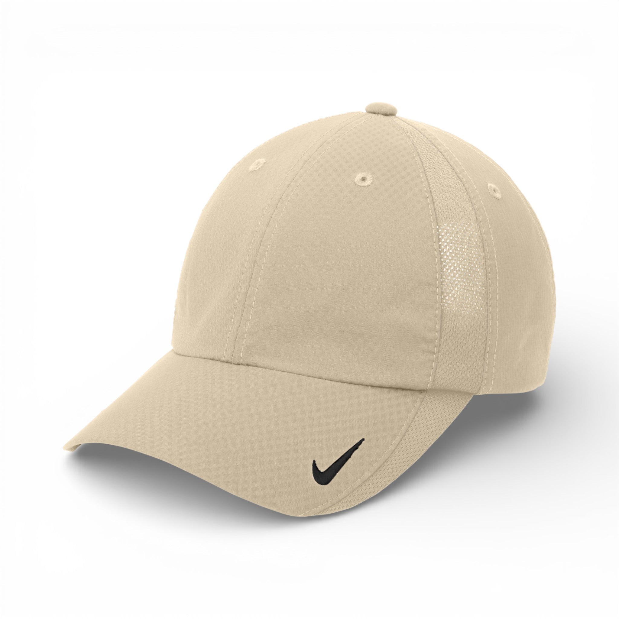 Left side view of Nike NKFD9709 custom hat in birch
