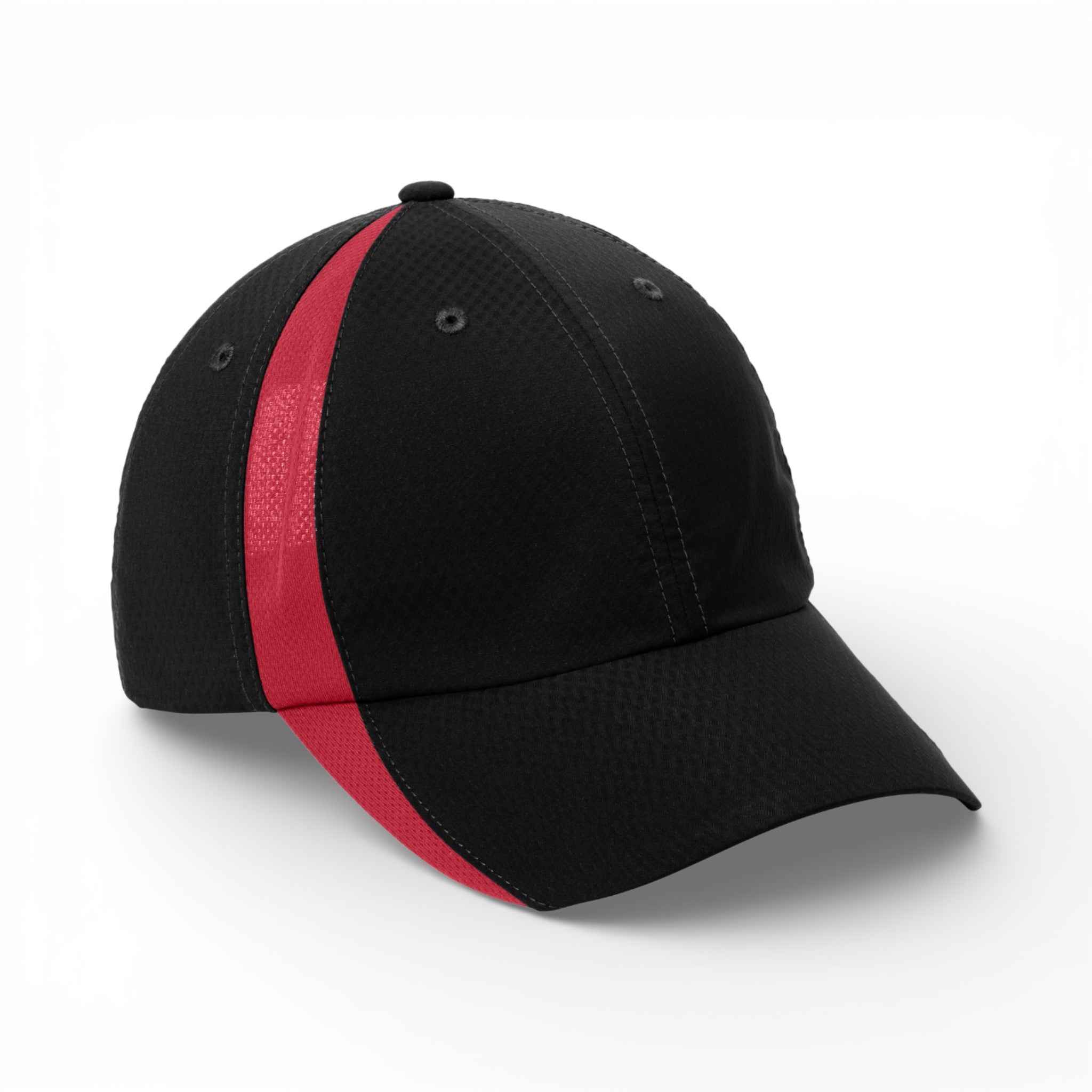 Right side view of Nike NKFD9709 custom hat in black and gym red